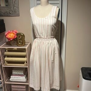 Red & Ivory striped dress with tie back from JOA